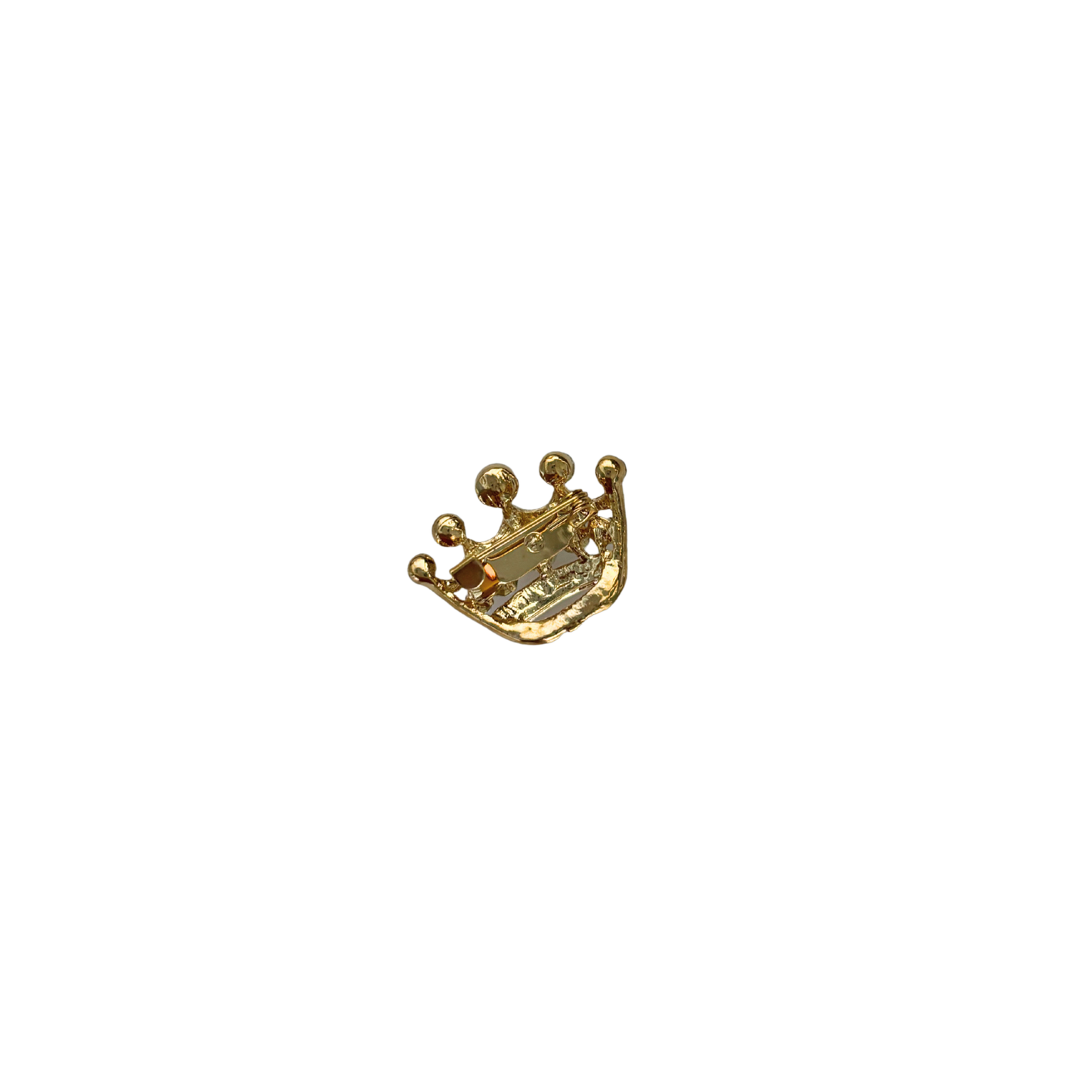 Royal Crown Mini Brooch in Gold | Rhinestone Crown Pin | 0.8" | Jacket or Bag
