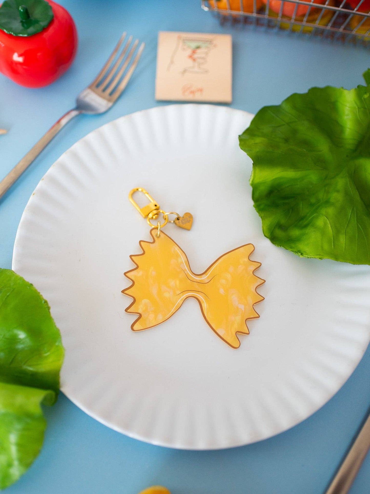Farfalle Pasta Keychain | Bowtie Pasta Acrylic Keychain | Cute Food Lover Bag Charm
