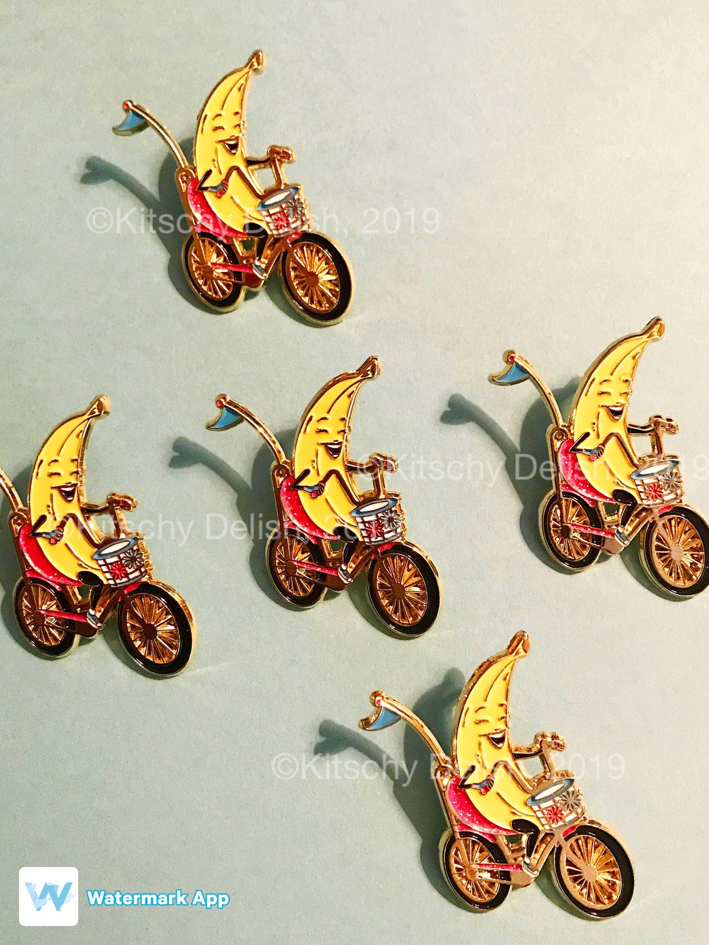 Banana Seat Glitter Bicycle Enamel Pin