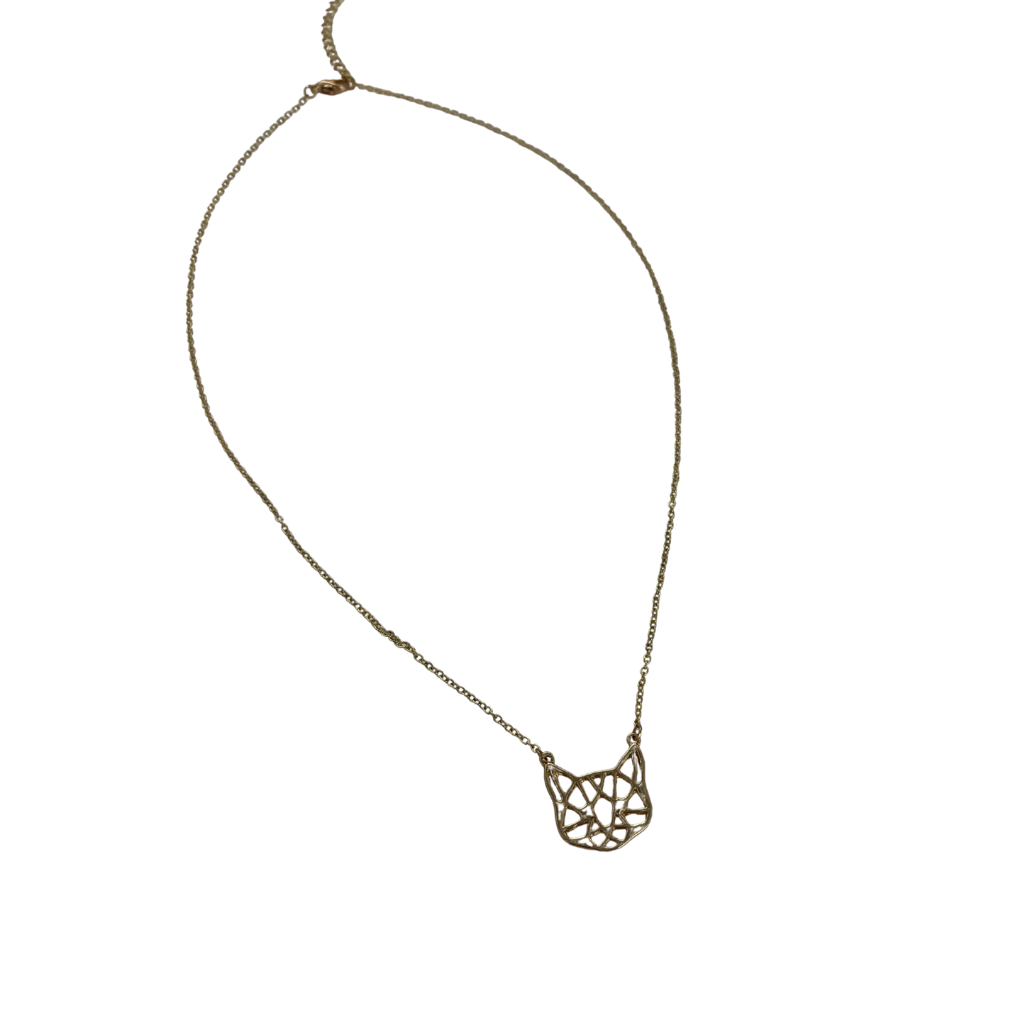 Openwork Cat Necklace | Kitty Face Pendant | 20" Chain + Extender | Gold or Silver