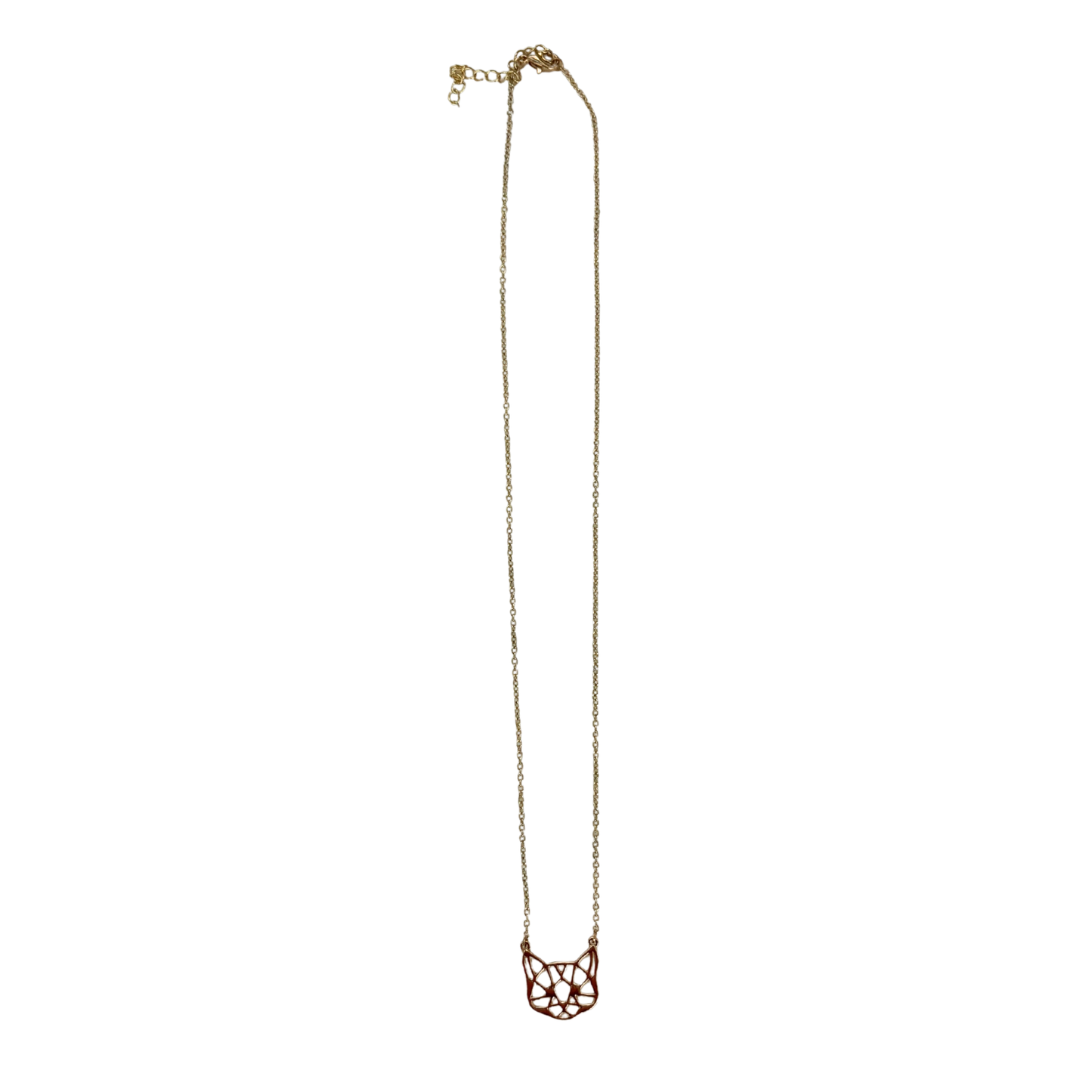 Openwork Cat Necklace | Kitty Face Pendant | 20" Chain + Extender | Gold or Silver