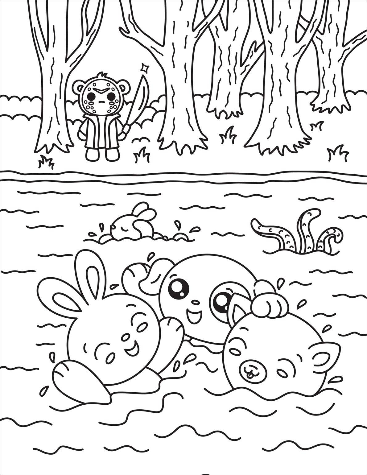 Creepy Cute Horror Coloring Book for Adults | Kawaii Monsters & Classic Scary Scenes