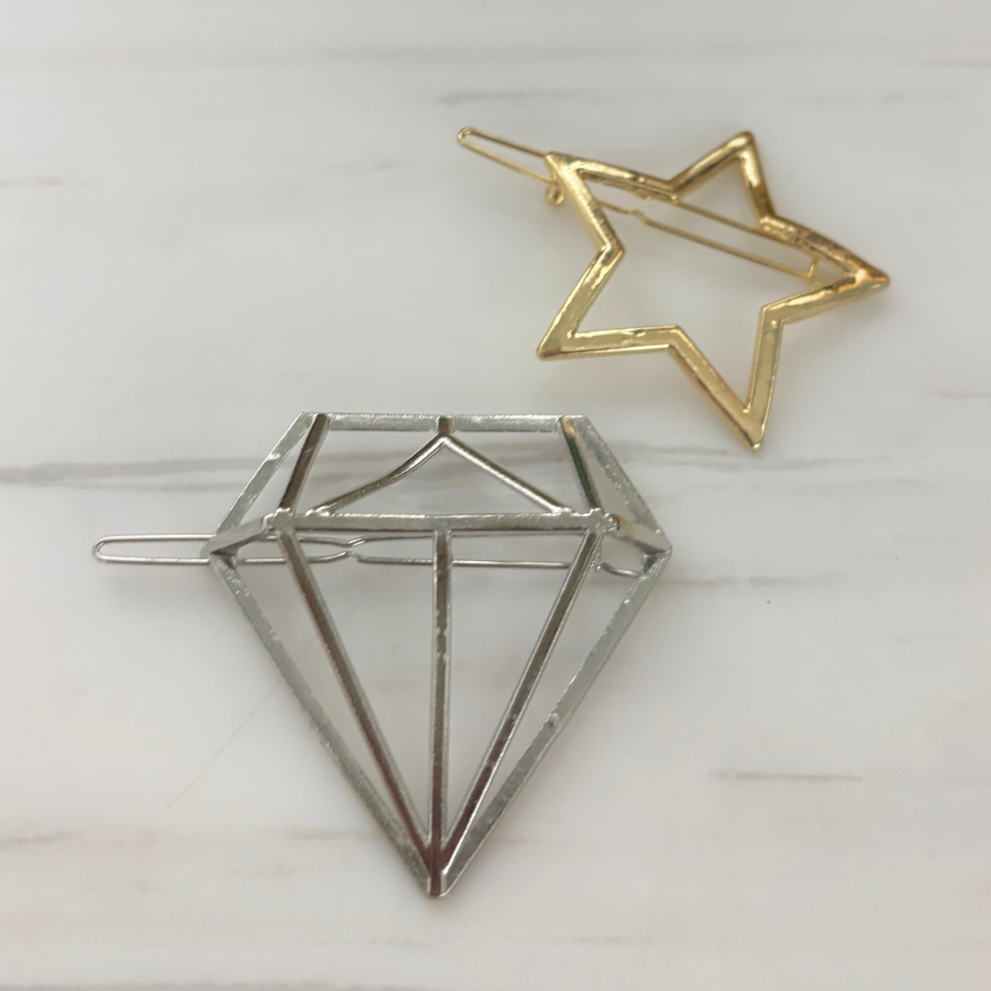 Clip Barrette Set of 2 in Geo Shapes | Tortoise, Gold, Silver | Multiple Styles