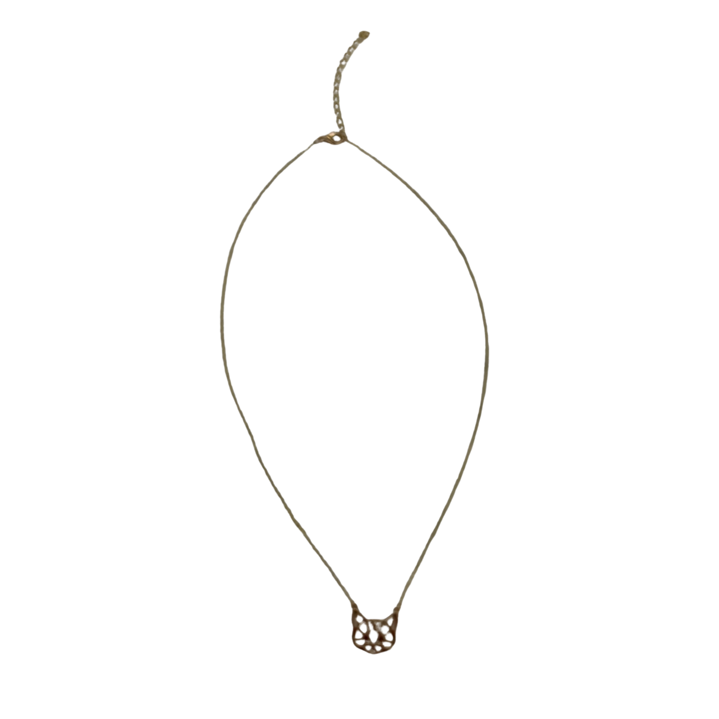 Openwork Cat Necklace | Kitty Face Pendant | 20" Chain + Extender | Gold or Silver