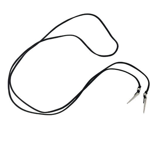 Stabby Cord Wrap Necklace | Black Faux Leather Multi-Wrap with Silver Spike Pendants | 56"