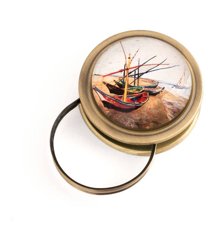 Fishing Boats on the Beach Folding Magnifier | Giftable Magnifying Glass