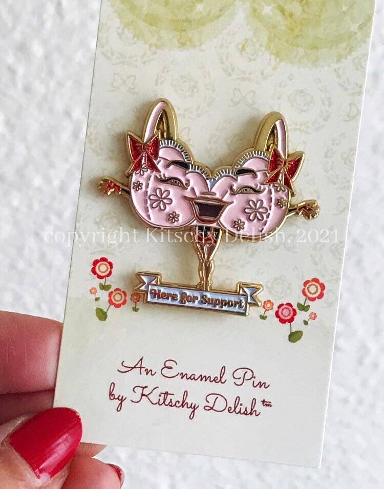 Here for Support Glitter Faces Enamel Pin