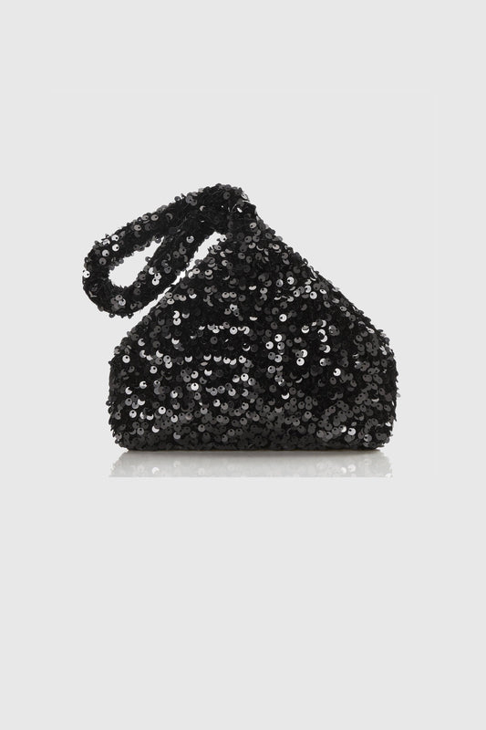 Sequin Evening Clutch in Black or Black/Gold