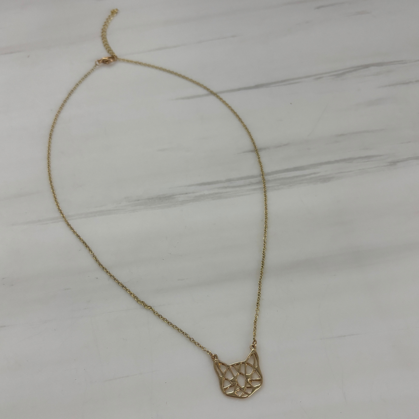 Openwork Cat Necklace | Kitty Face Pendant | 20" Chain + Extender | Gold or Silver