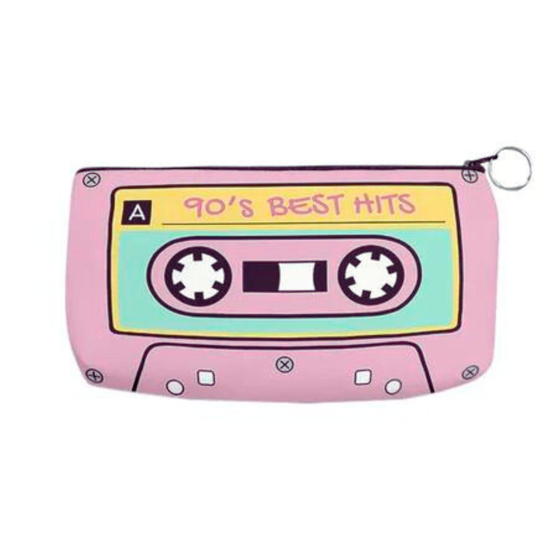 '90s Best Hits Cassette Tape Zipper Pouch | Makeup Bag or Pencil Case