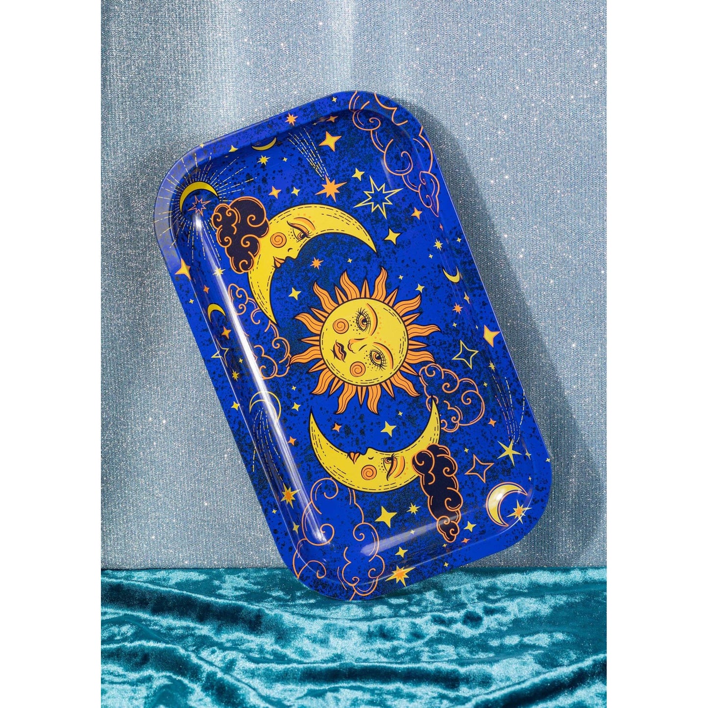 90's Celestial Rolling Tray | Large Retro Catchall Trinket Server Tray | 10.5" x 6.25"
