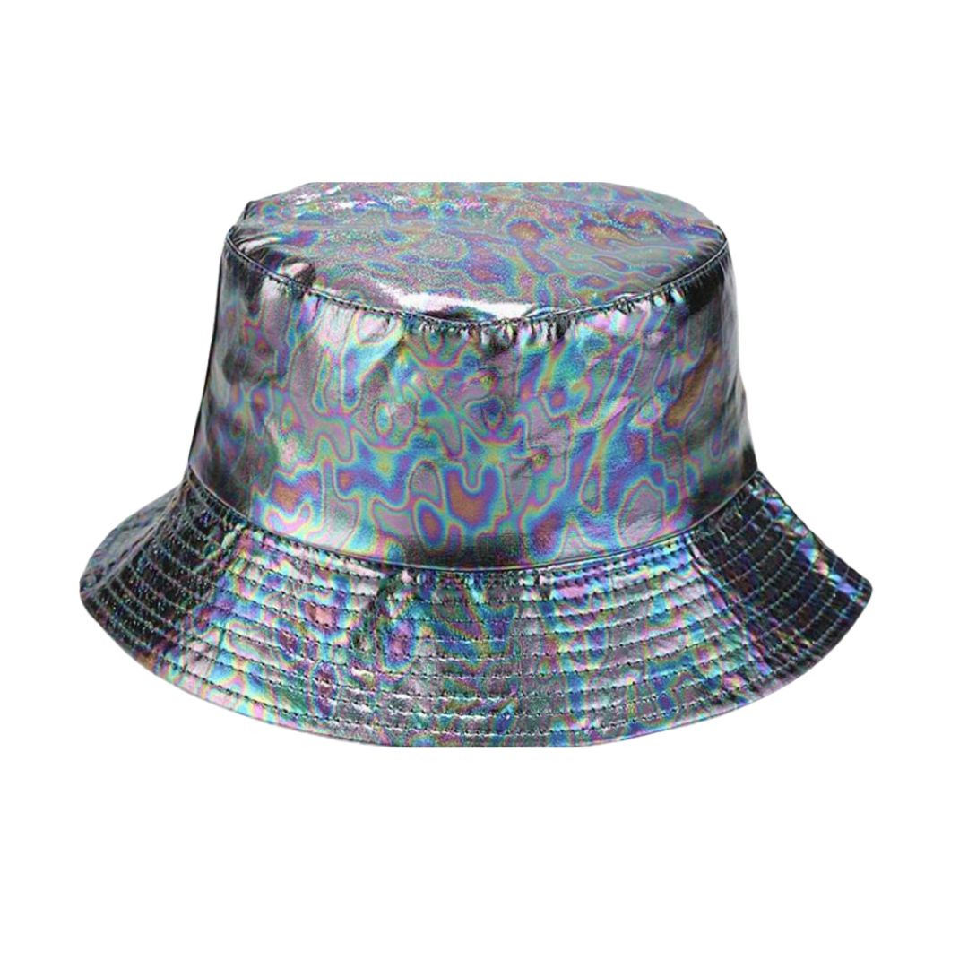 90s Style Holographic Rainbow Bucket Hat