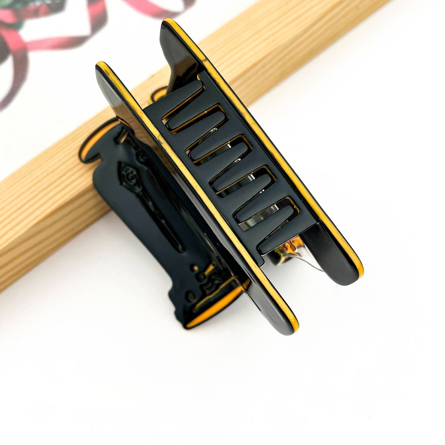 Black and Gold Sewing Machine Acetate Hair Claw