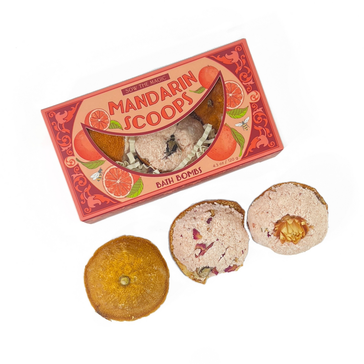 Mandarin Scoops Bath Bomb Gift Set | Citrus + Rose-Sow the Magic-The Bullish Store