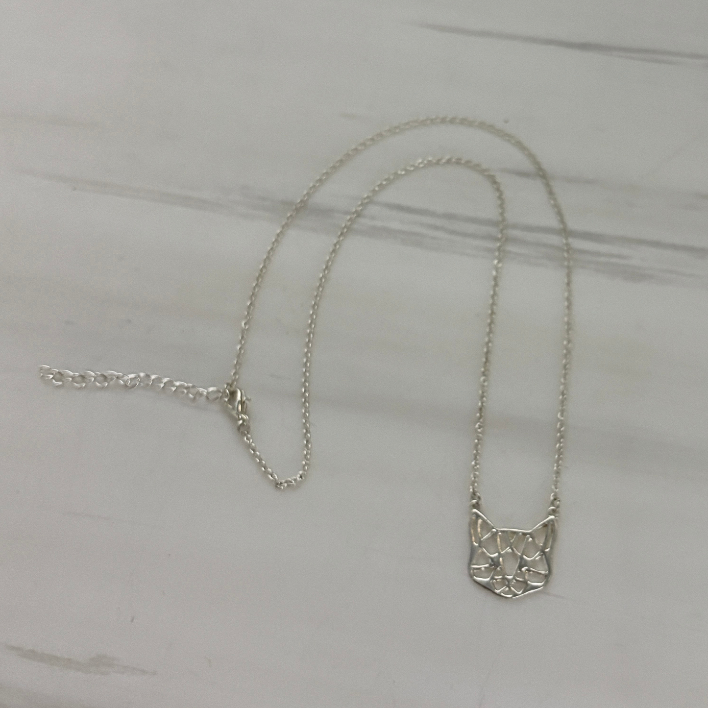 Openwork Cat Necklace | Kitty Face Pendant | 20" Chain + Extender | Gold or Silver