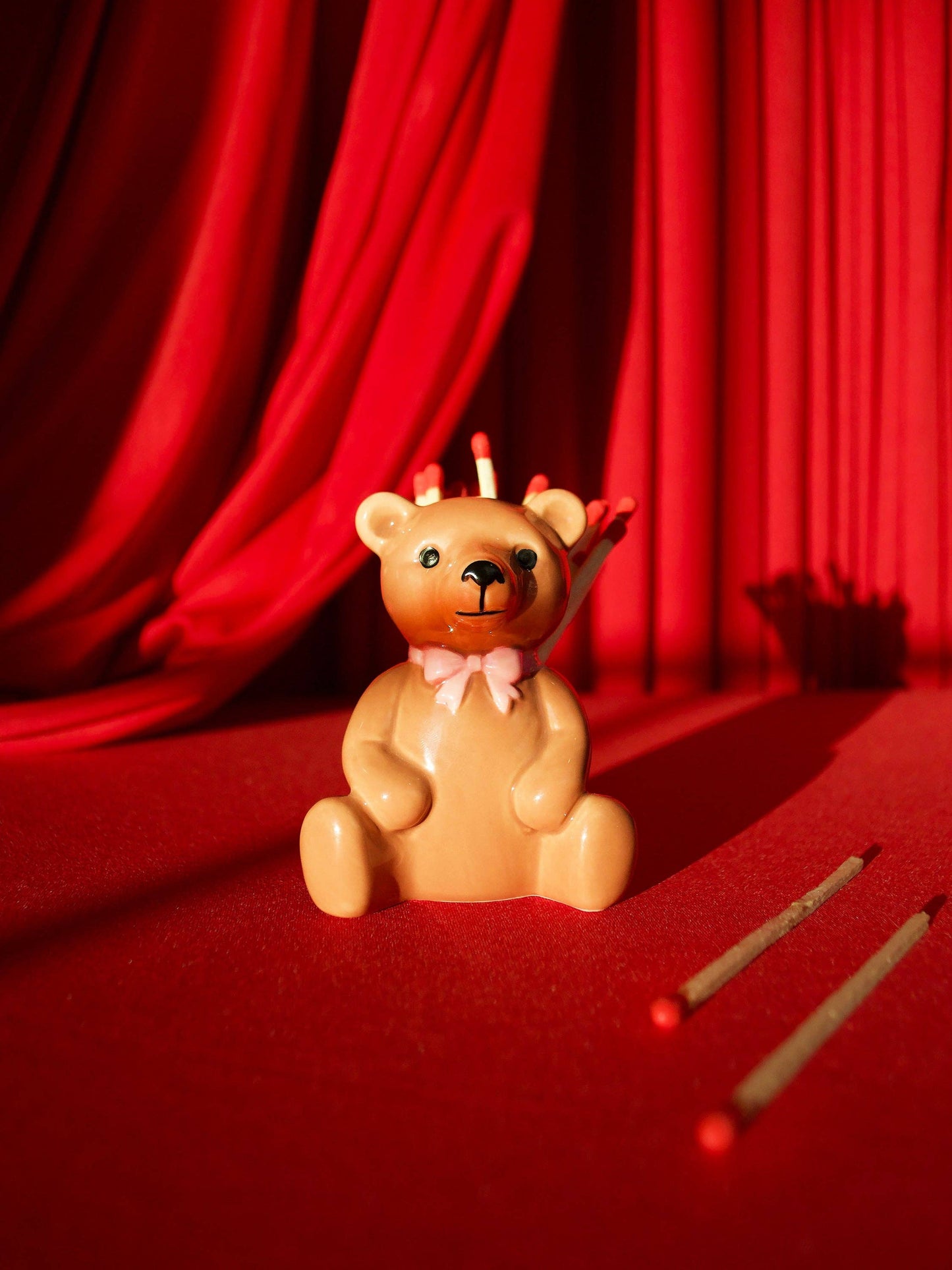 Teddy Bear Match Striker | Ceramic Bear Match Holder & Striker | Cute Vintage Style Matchstick Decor