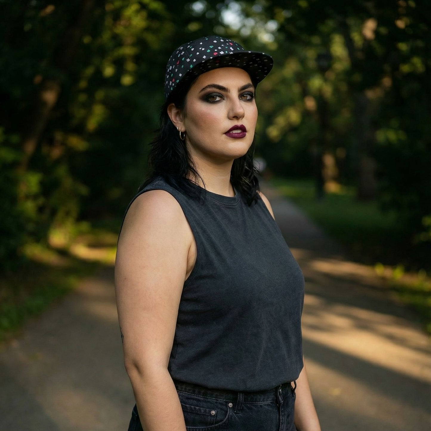 Playing Cards 5 Panel Cap in Aqua or Black | Adjustable Back 100% Polyester Hat