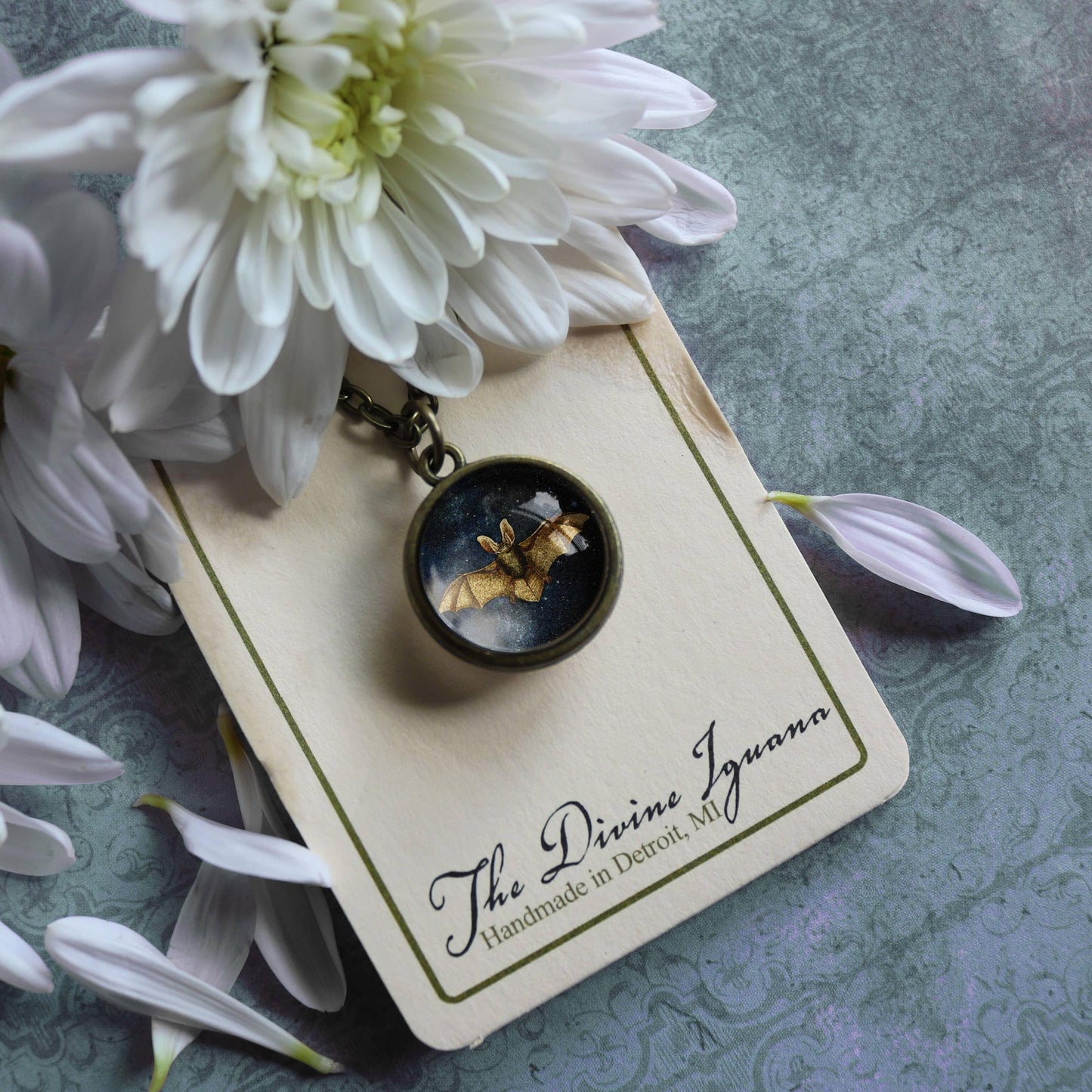 Starry Bat Simple Reversible Gothic Pendant Necklace