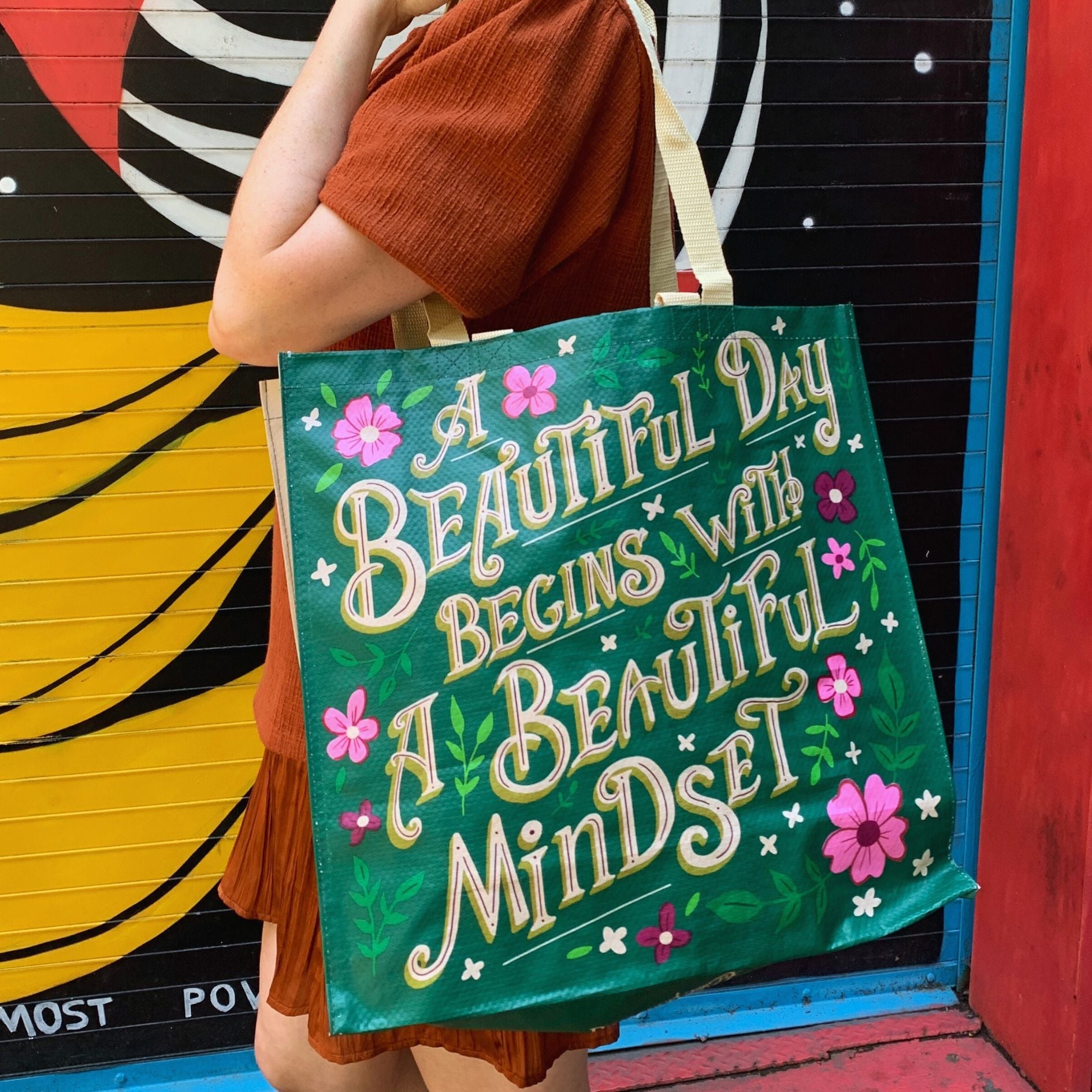 A Beautiful Day Begins With A Beautiful Mindset Floral Market Tote Bag