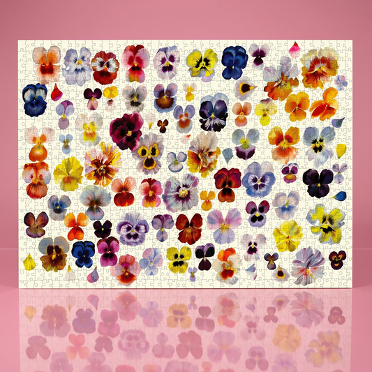 Colorful pressed flower arrangement puzzle