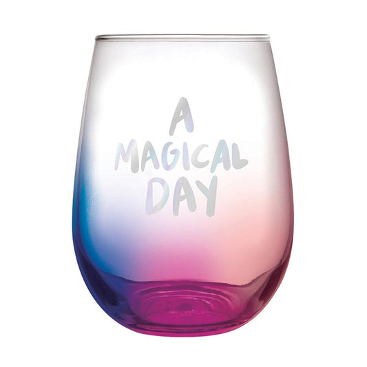 A Magical Day Stemless Wine Glass in Tinted Multicolored | 20oz