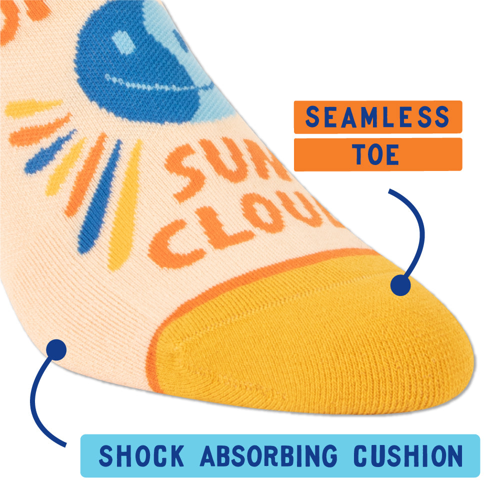 A Mix Of Sun & Clouds Women's or Unisex Sneaker Socks [2 Size Options] | BlueQ at GetBullish