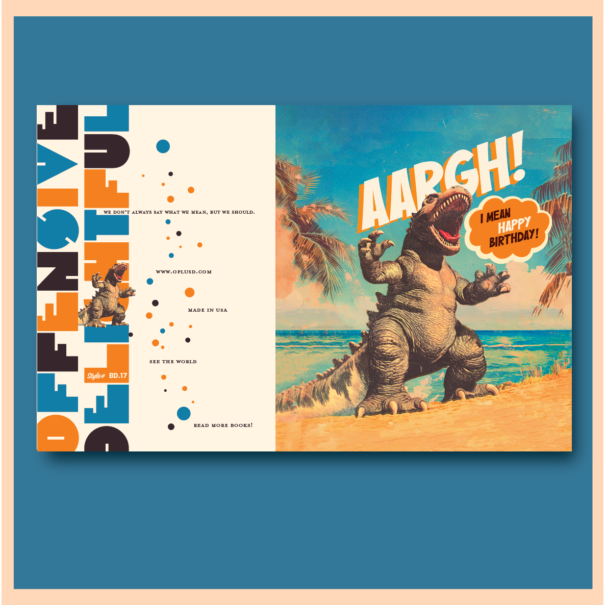 ARRRGH! I Mean, Happy Birthday! Godzilla Beach Birthday Card | Funny Monster Birthday Card