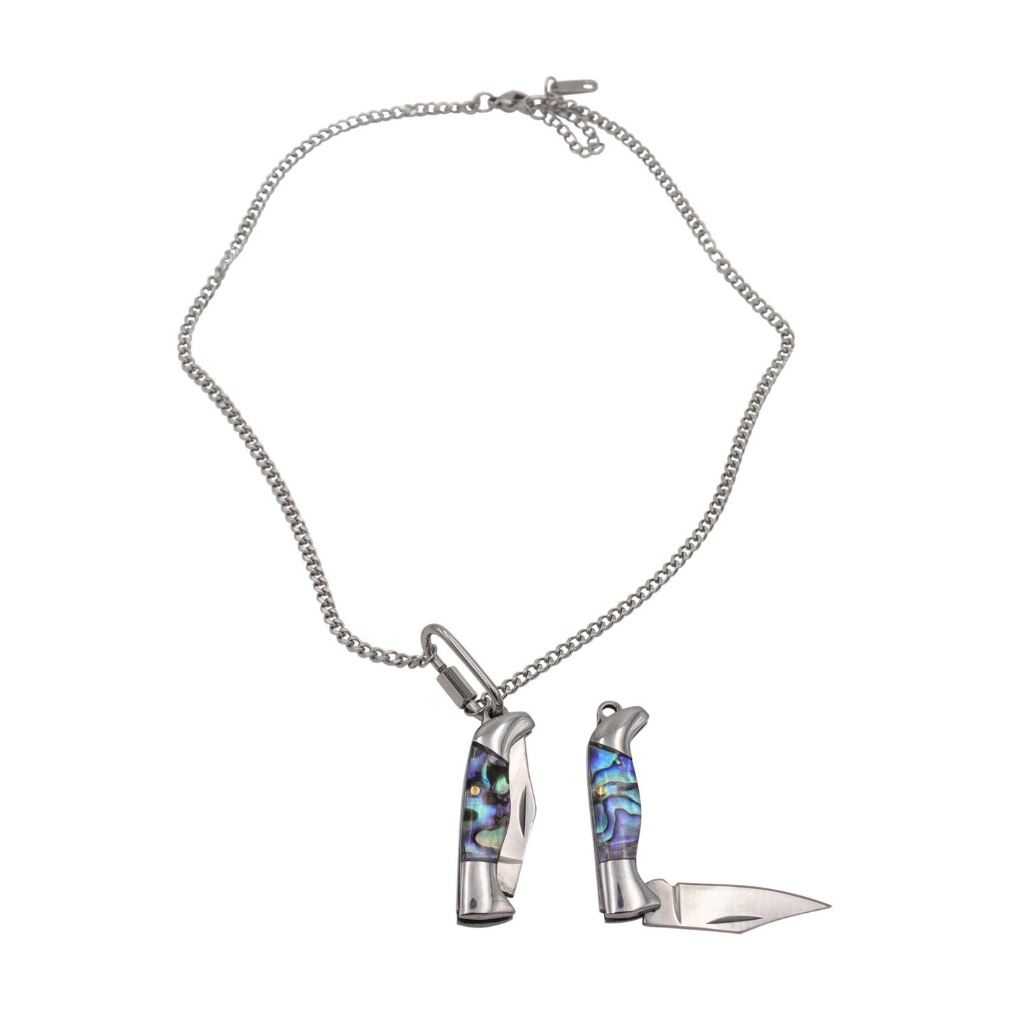 Abalone Shell Folding Knife Pendant Necklace-Real Sic-The Bullish Store