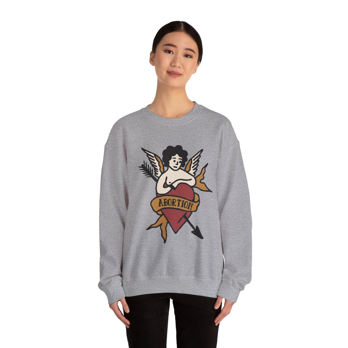 Abortion Vintage Tattoo Style Unisex Heavy Blend™ Crewneck Sweatshirt (Sizes S-5X)