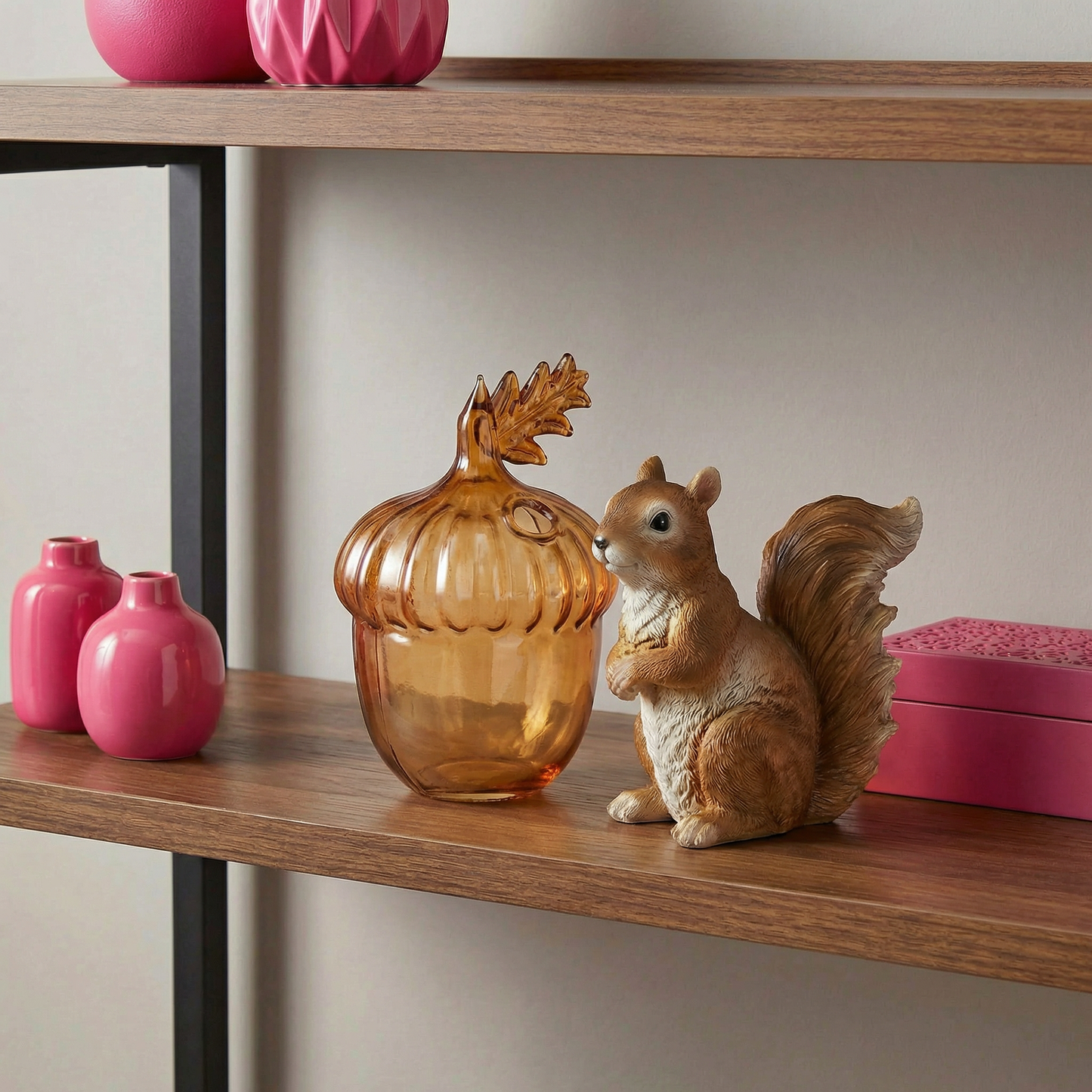 Acorn Glass Bud Vase | Fall Seasonal Decorative Mini Vase | 3" x 4.25" x 2.75"
