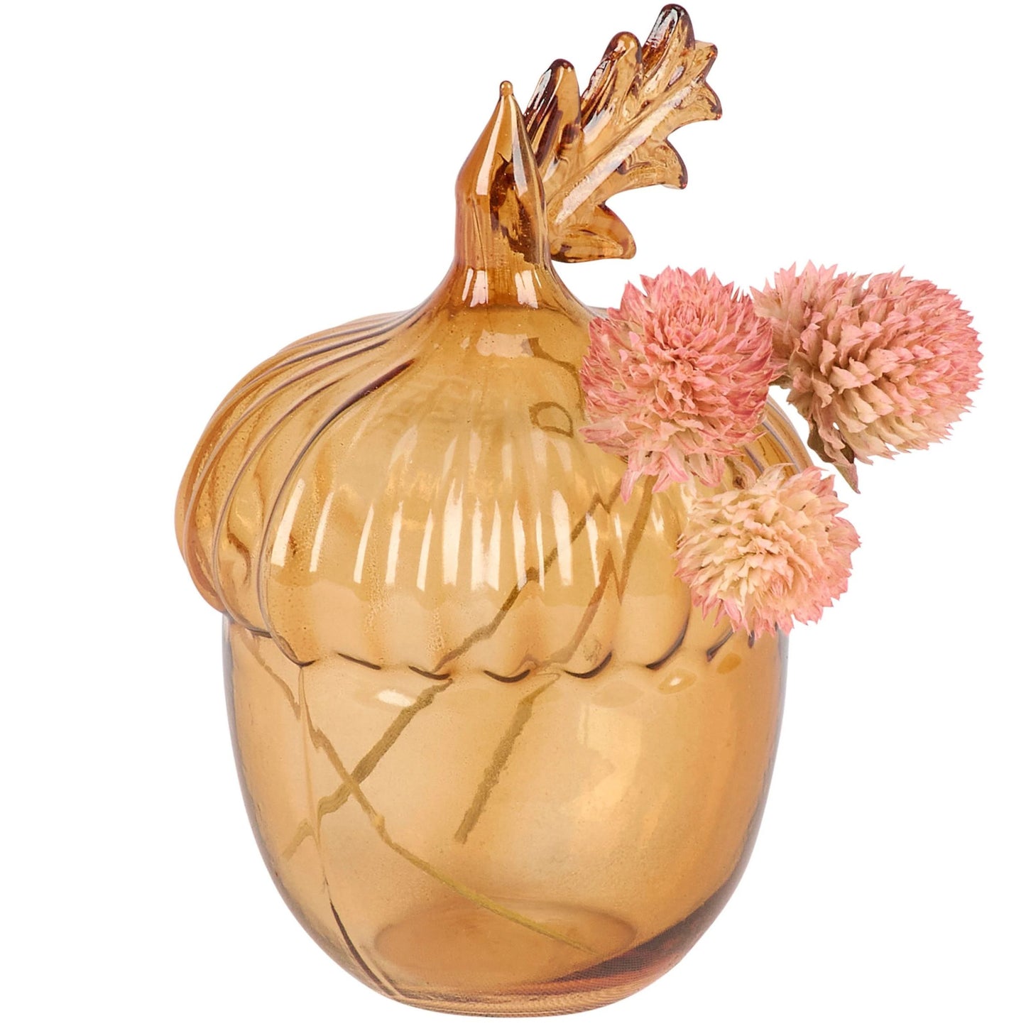 Acorn Glass Bud Vase | Fall Seasonal Decorative Mini Vase | 3" x 4.25" x 2.75"