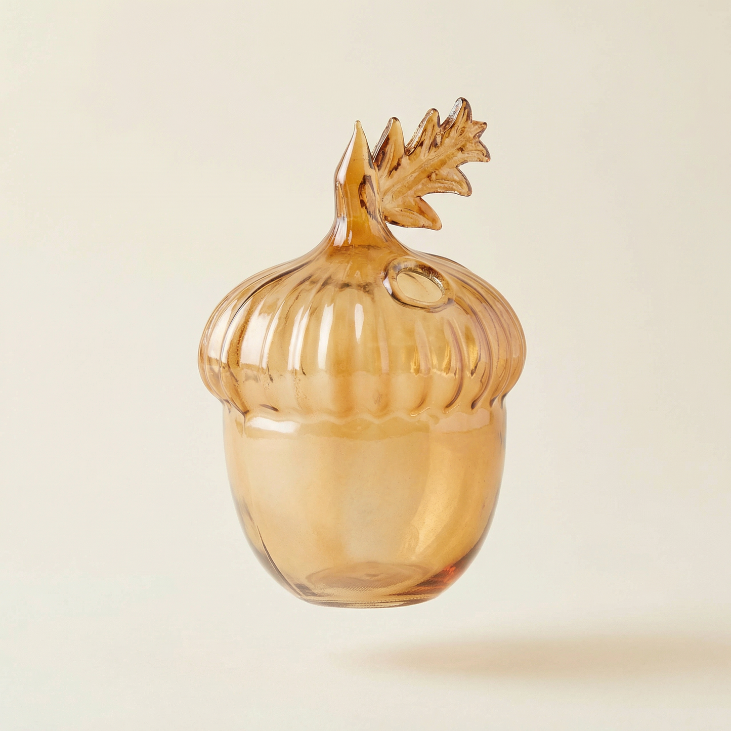 Acorn Glass Bud Vase | Fall Seasonal Decorative Mini Vase | 3" x 4.25" x 2.75"