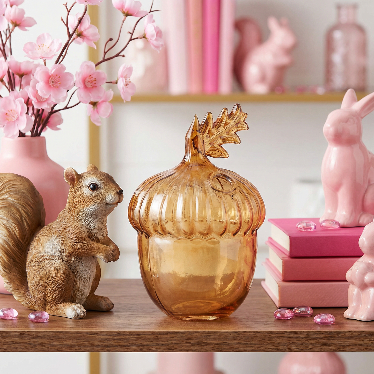 Acorn Glass Bud Vase | Fall Seasonal Decorative Mini Vase | 3" x 4.25" x 2.75"