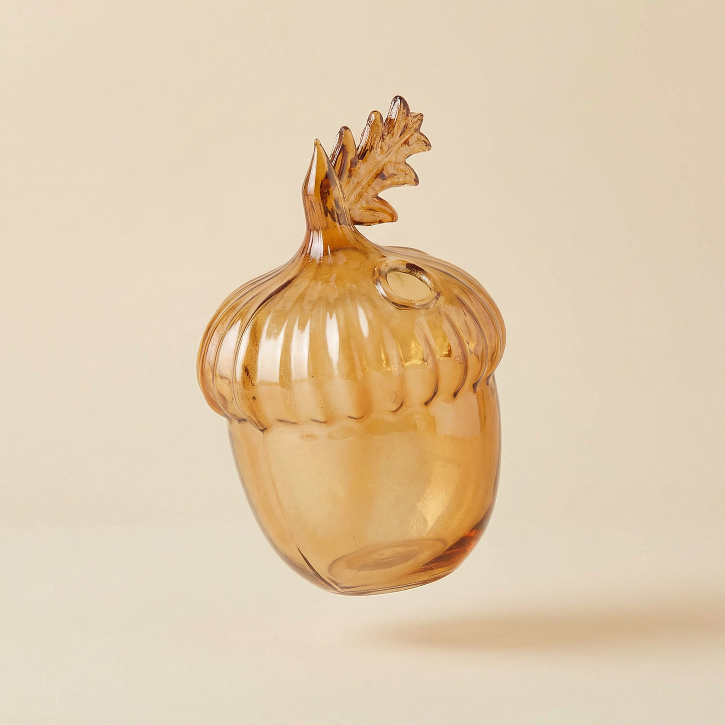 Acorn Glass Bud Vase | Fall Seasonal Decorative Mini Vase | 3" x 4.25" x 2.75"