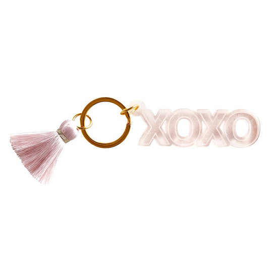 Acrylic Keychain with Tassel - XOXO or Babe | Cute Gold Tone Key Ring Gift Accessory