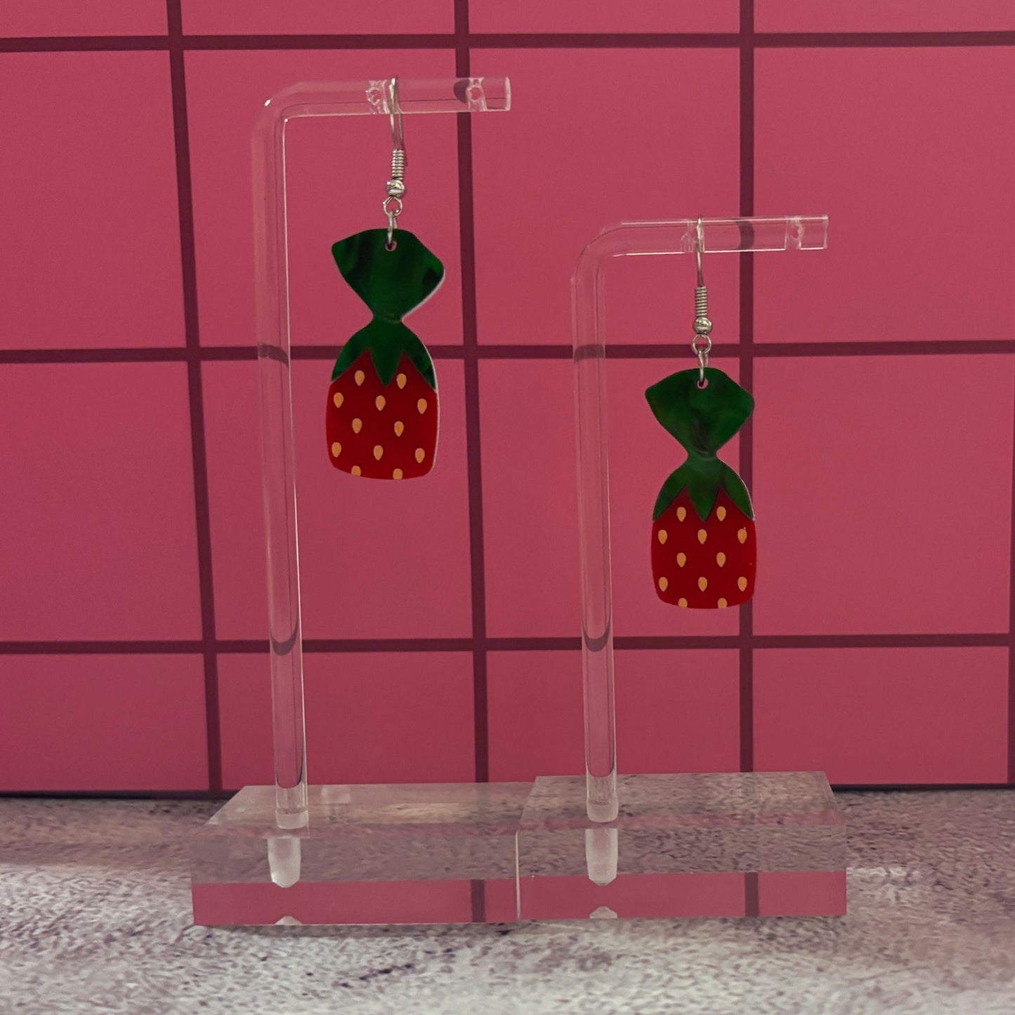 Acrylic Strawberry Candy Earrings | Cute Lightweight Food Jewelry Gift for Her