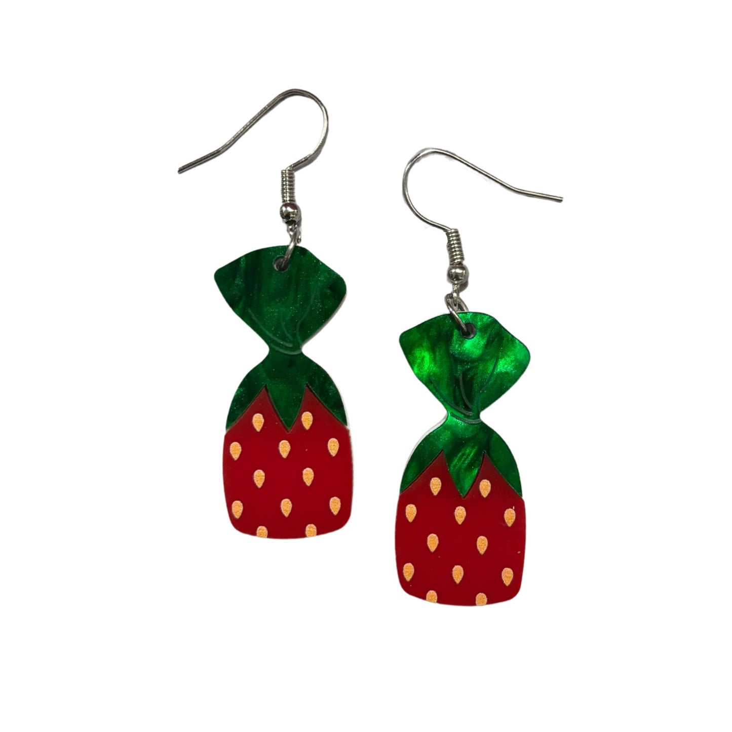 Acrylic Strawberry Candy Earrings | Cute Lightweight Food Jewelry Gift for Her