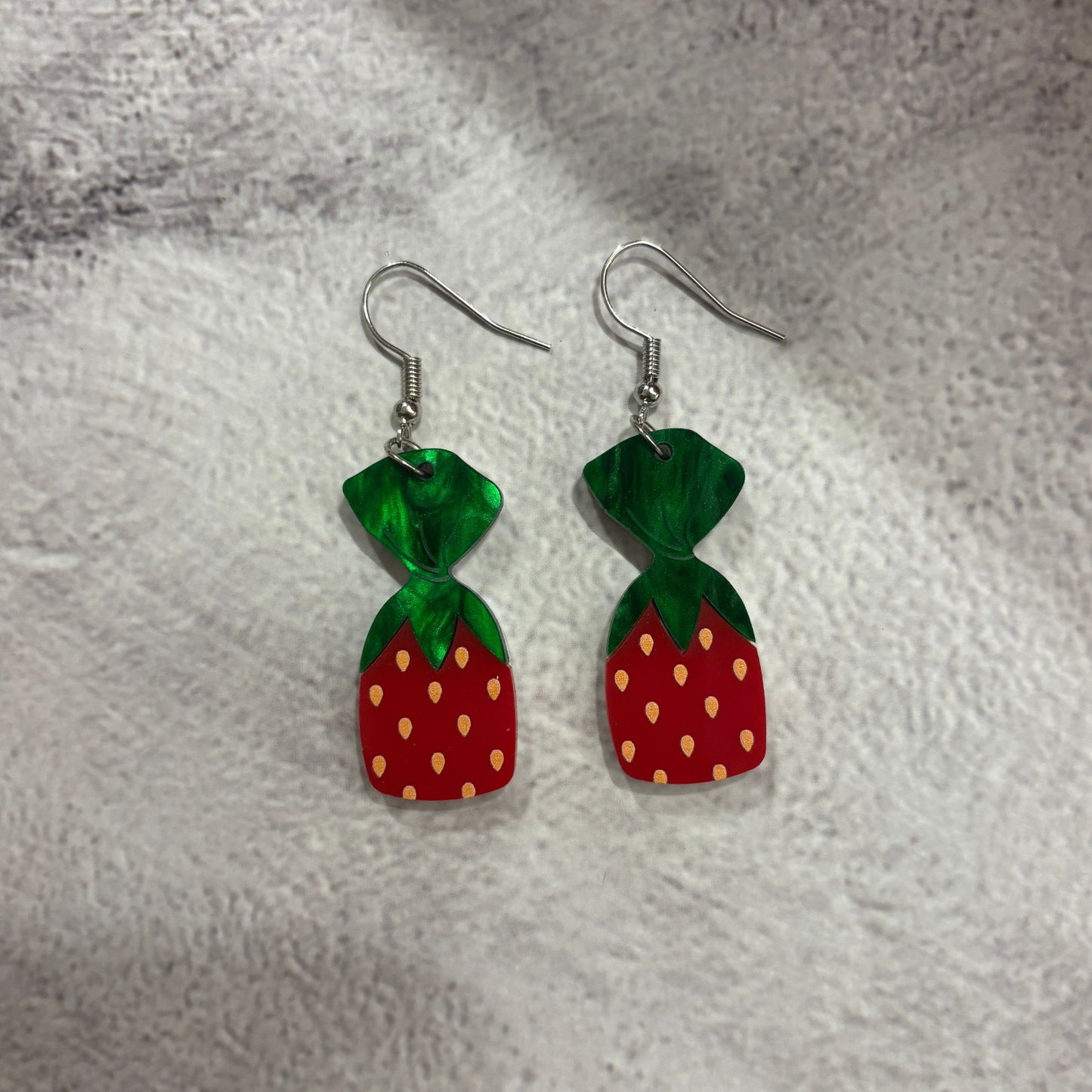 Acrylic Strawberry Candy Earrings | Cute Lightweight Food Jewelry Gift for Her