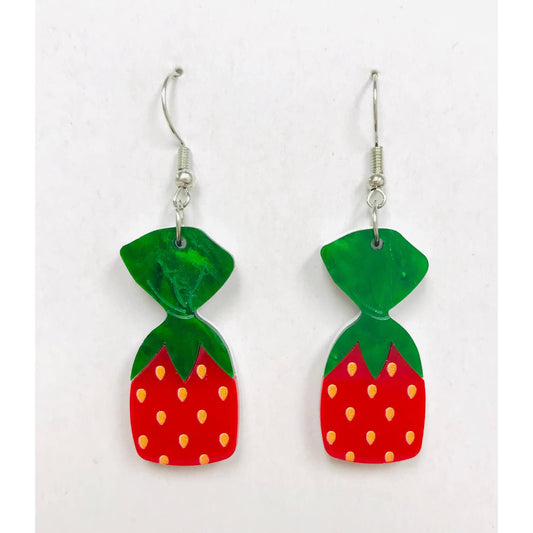 Acrylic Strawberry Candy Earrings | Cute Lightweight Food Jewelry Gift for Her