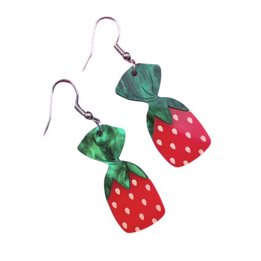 Acrylic Strawberry Candy Earrings | Cute Lightweight Food Jewelry Gift for Her