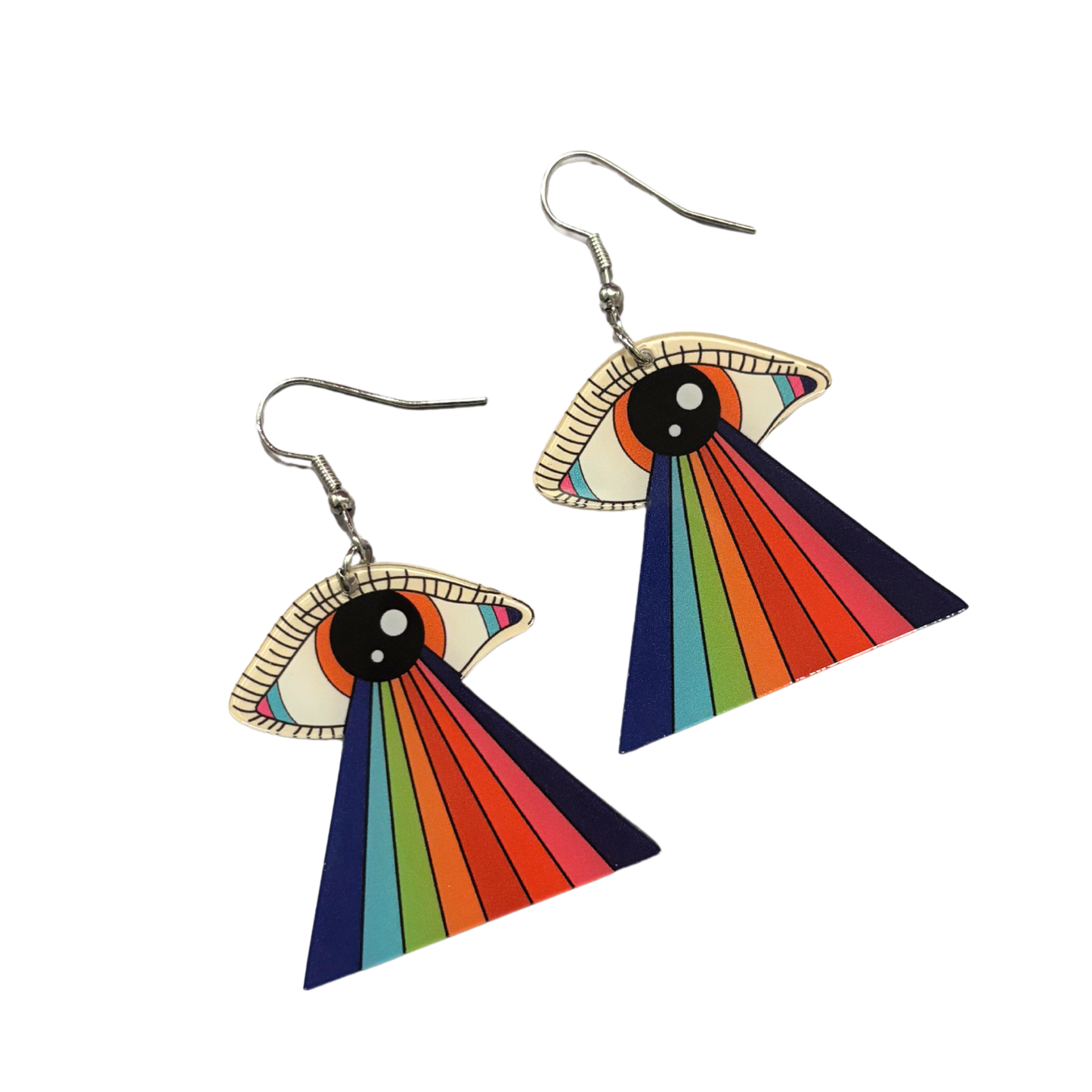 Acrylic Third Eye UFO Earrings | Mystical Lightweight Jewelry Gift for Her