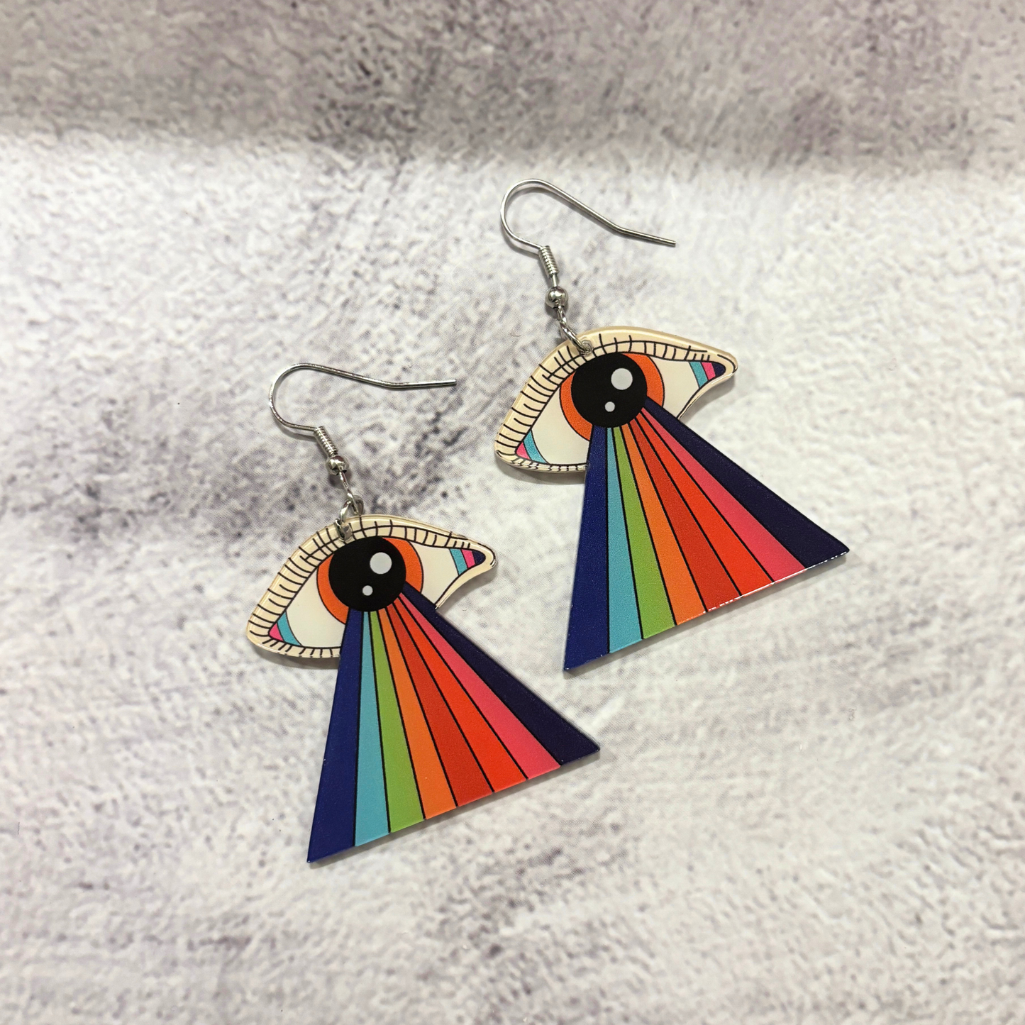Acrylic Third Eye UFO Earrings | Mystical Lightweight Jewelry Gift for Her