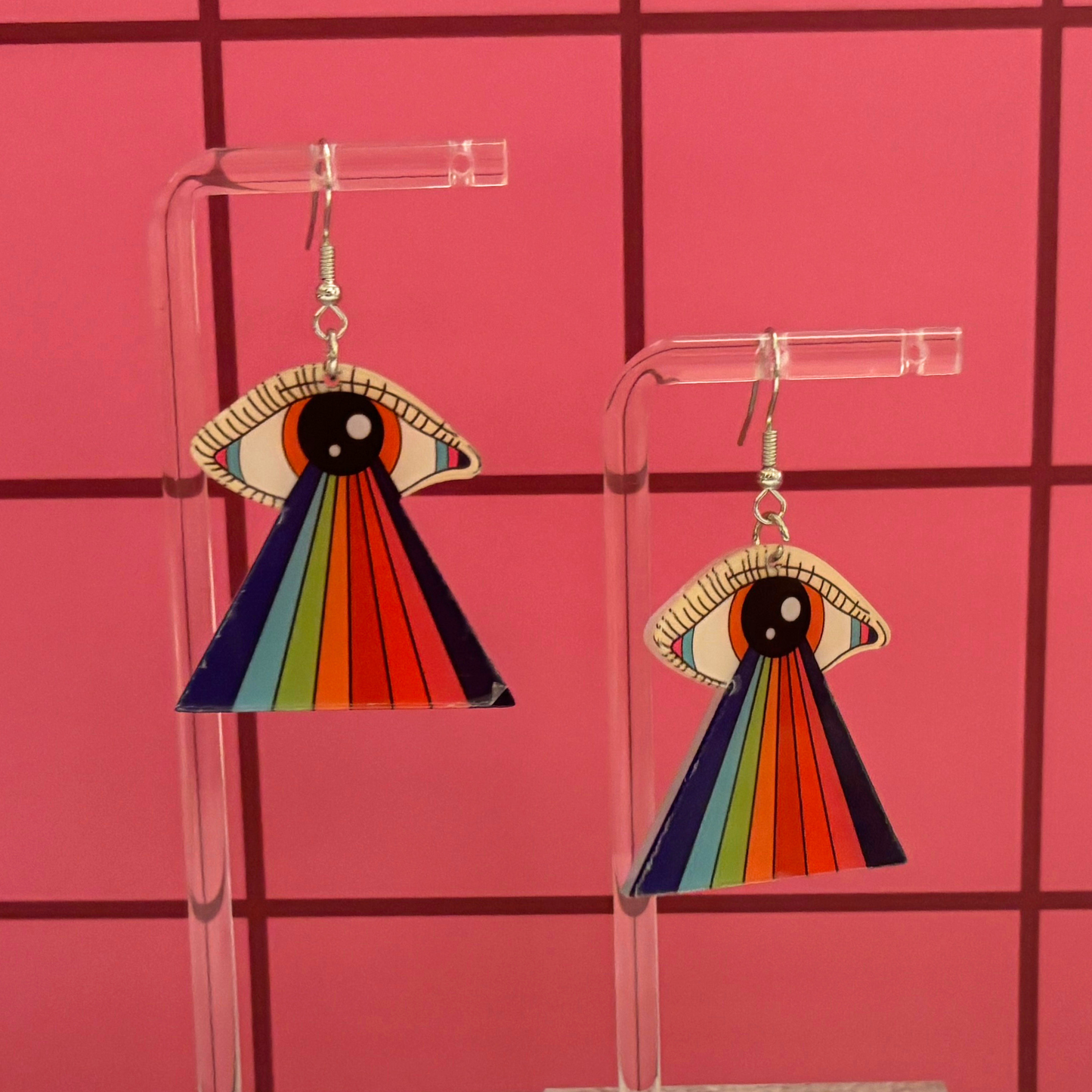 Acrylic Third Eye UFO Earrings | Mystical Lightweight Jewelry Gift for Her