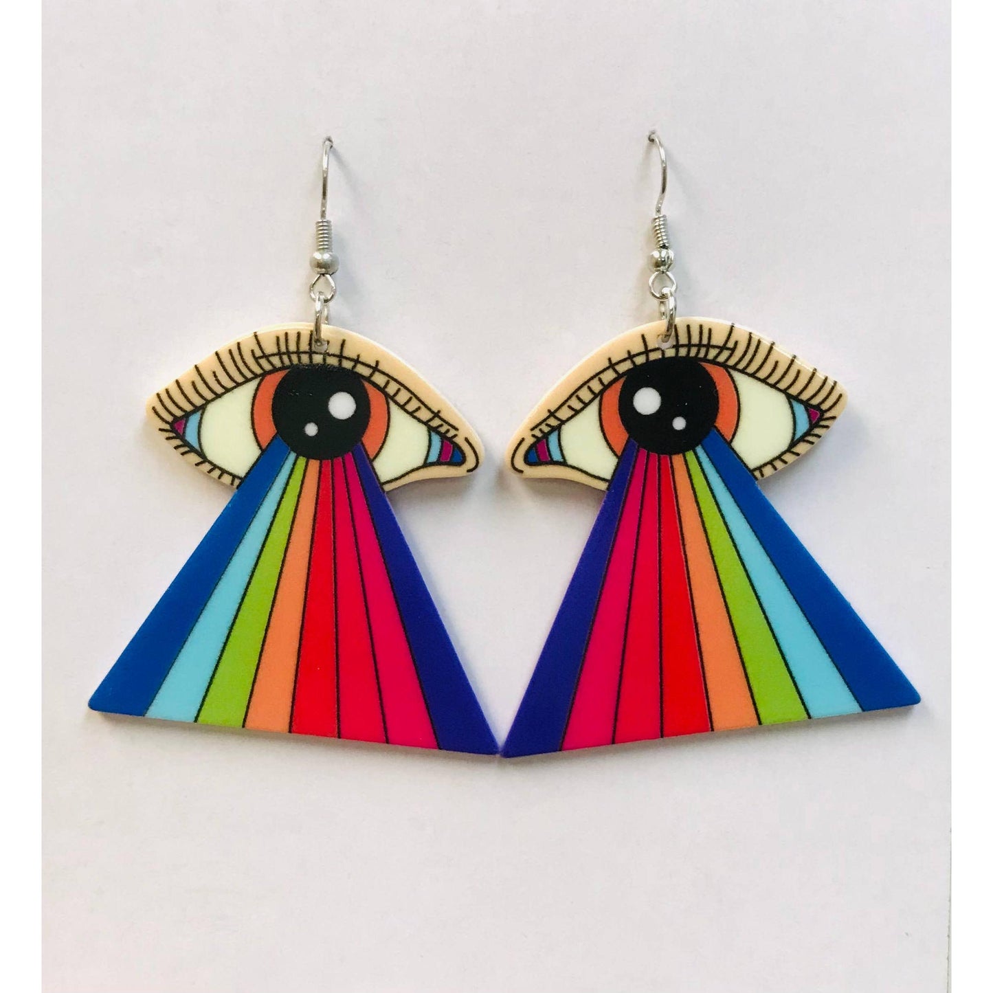 Acrylic Third Eye UFO Earrings | Mystical Lightweight Jewelry Gift for Her