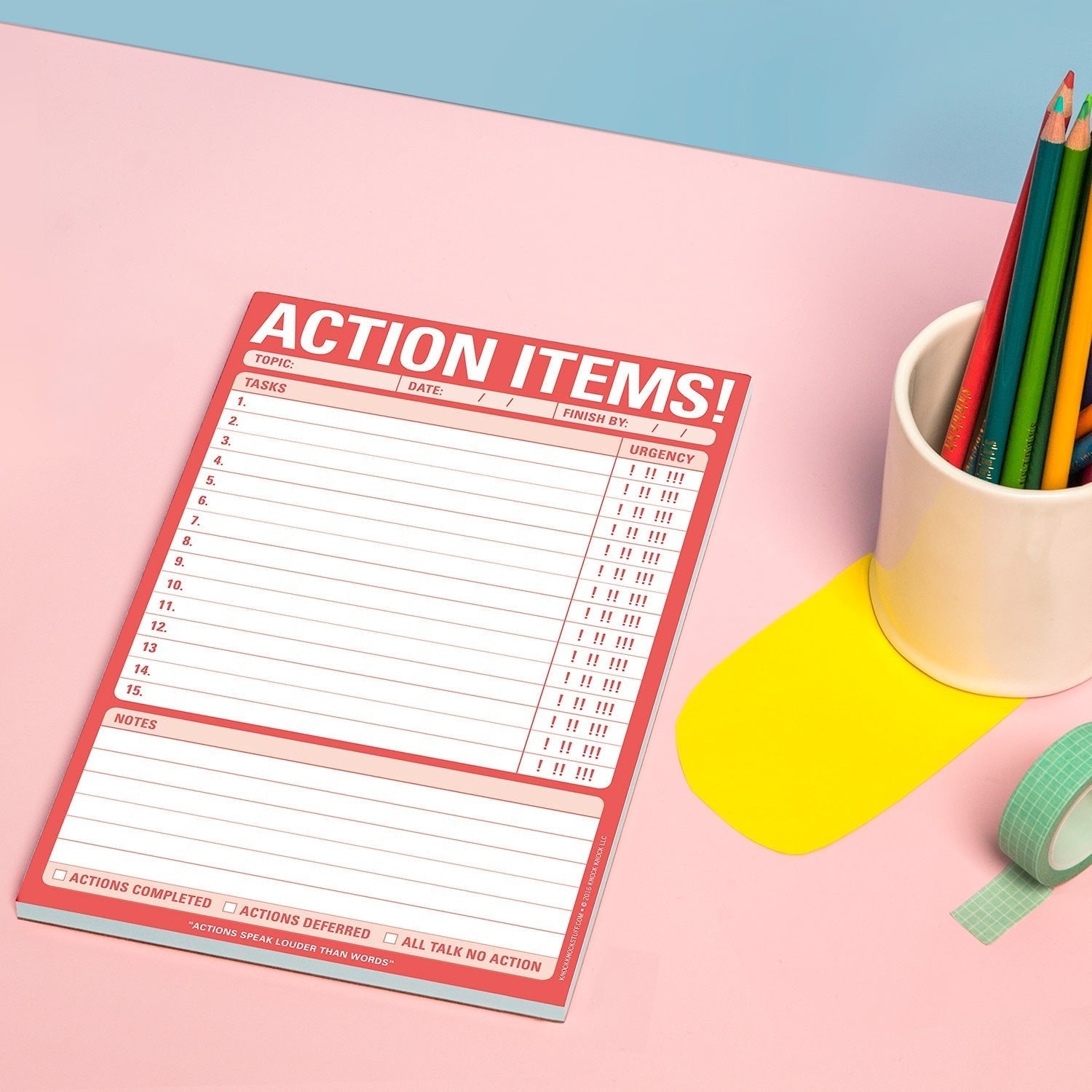 Action Items! Task List Planner Pad in Red