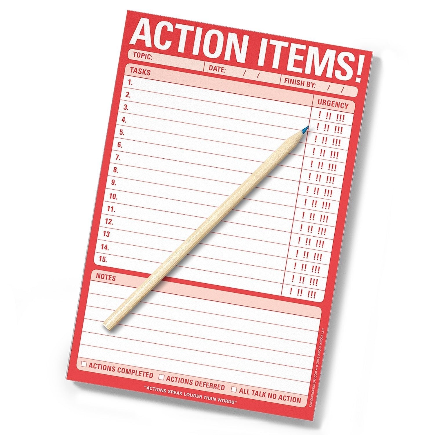 Action Items! Task List Planner Pad in Red
