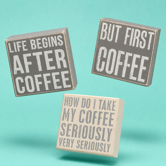 After Coffee Box Sign Set | Wall Desk Display Gift Set | 4" x 4" | Gift for Her