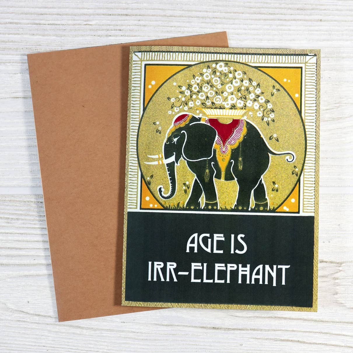 Age Is Irr-Elephant Vintage Blank Birthday Card