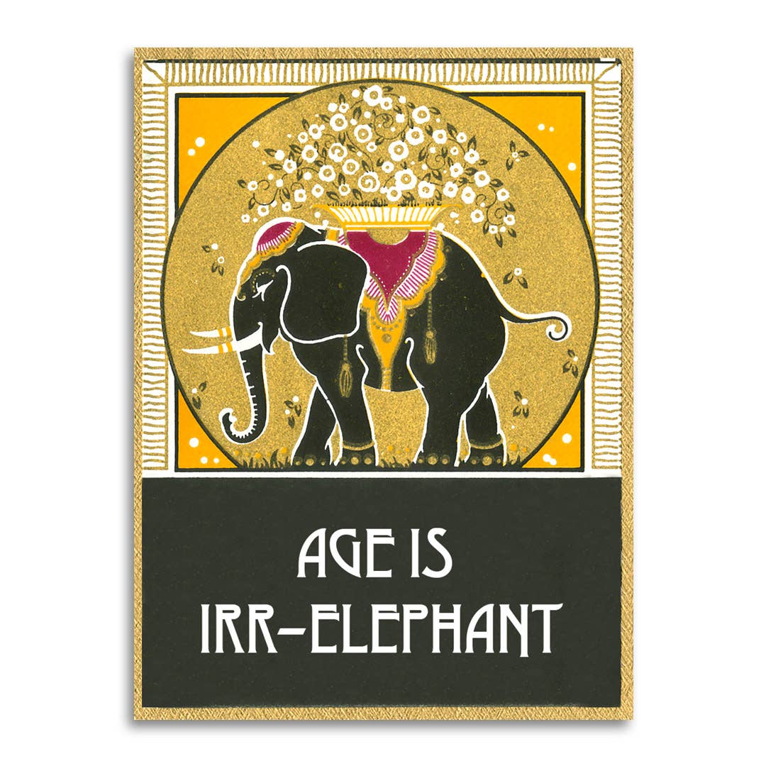 Age Is Irr-Elephant Vintage Blank Birthday Card