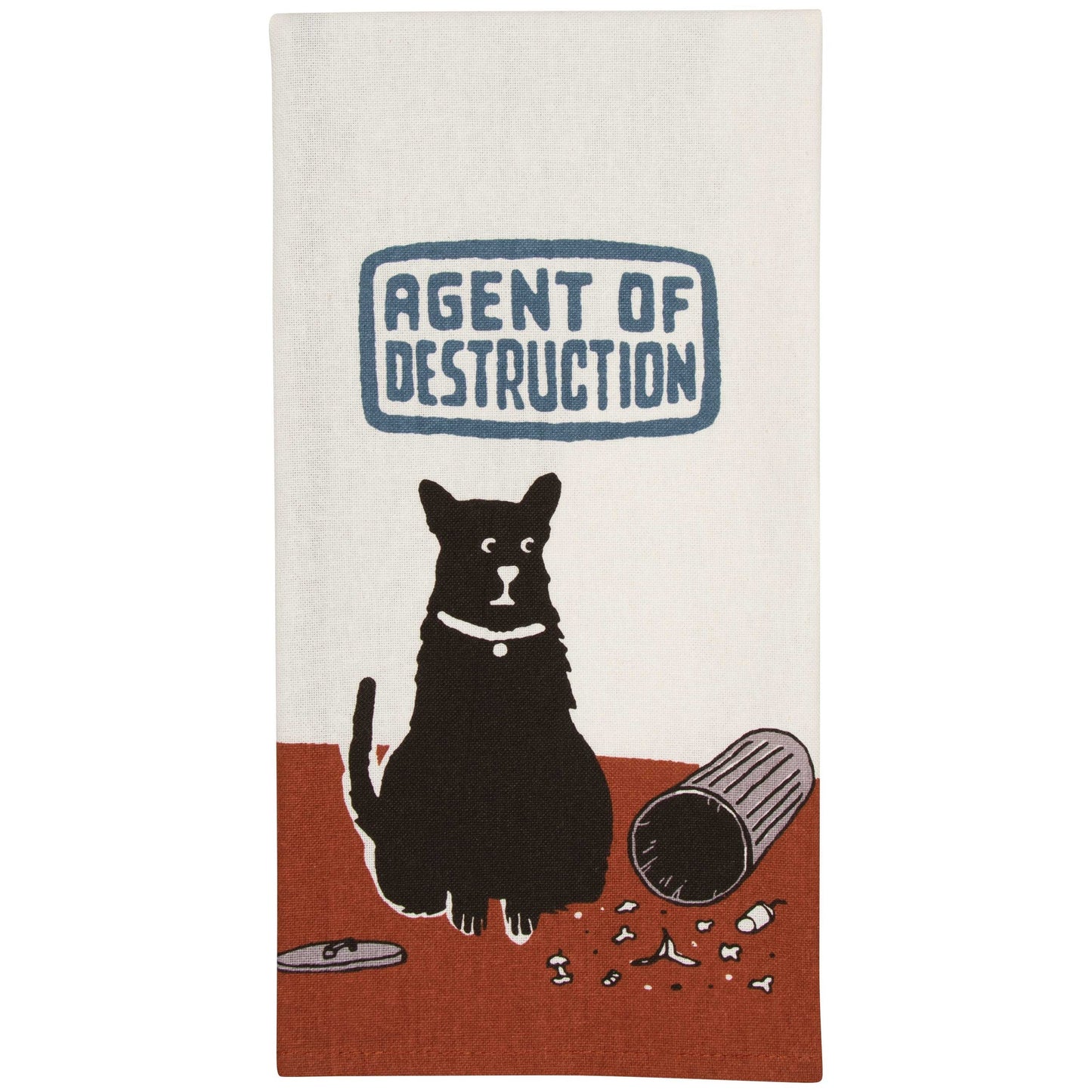 Agent Of Destruction Funny Dog Screen-Printed Kitchen Dish Cloth Towel